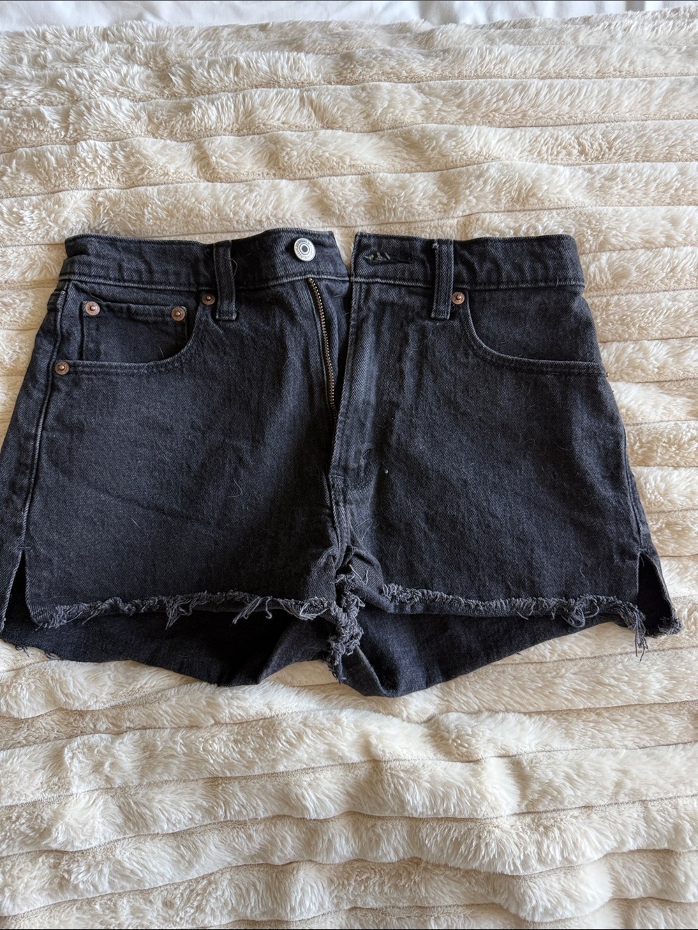 Abercrombie & Fitch Black Frayed Hem Denim Shorts